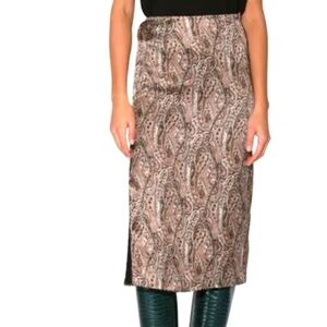 Walter Baker Desert Paisley Print Midi MAISY Satin  Skirt sz 12